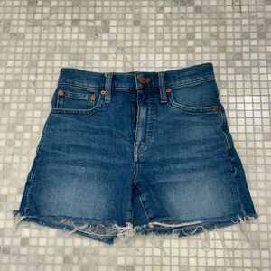 Madewell High Rise Frayed Edge Denim Shorts